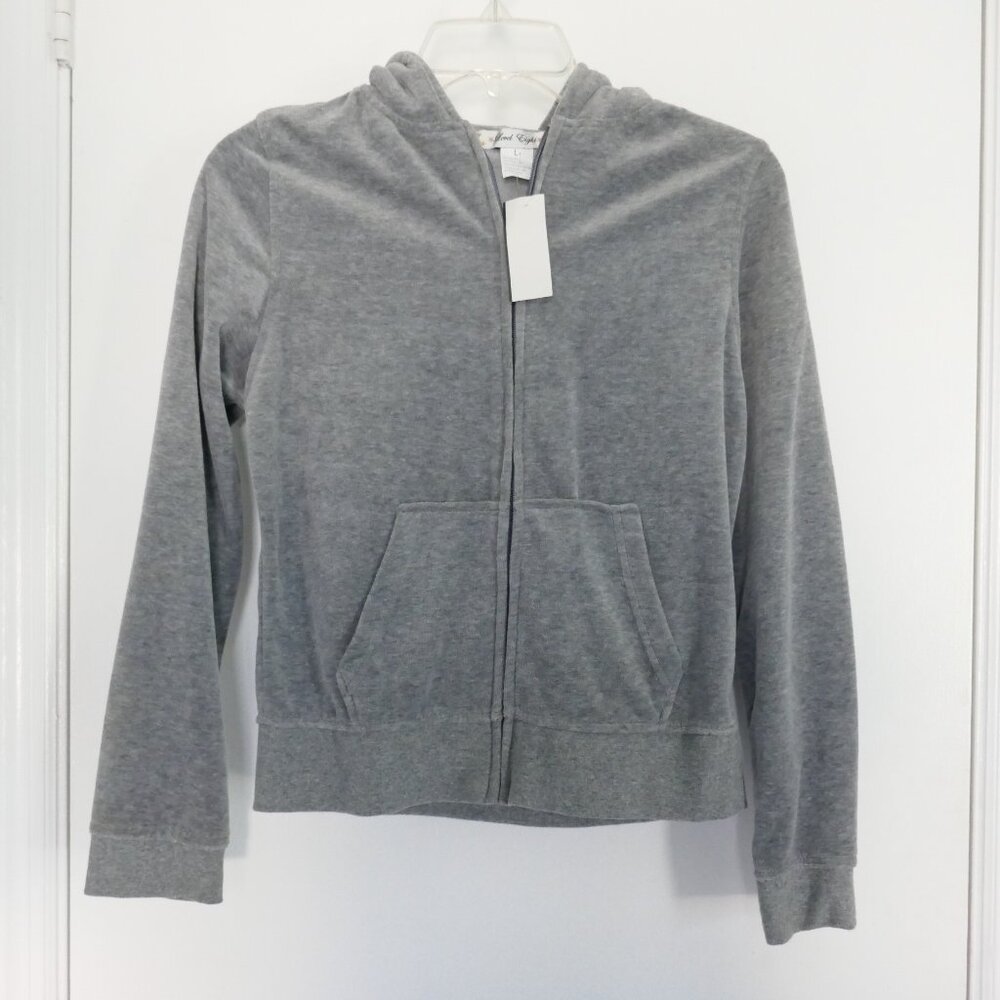 NWT Level Eight vintage Y2K gray velour zip hoodie pockets juniors size L